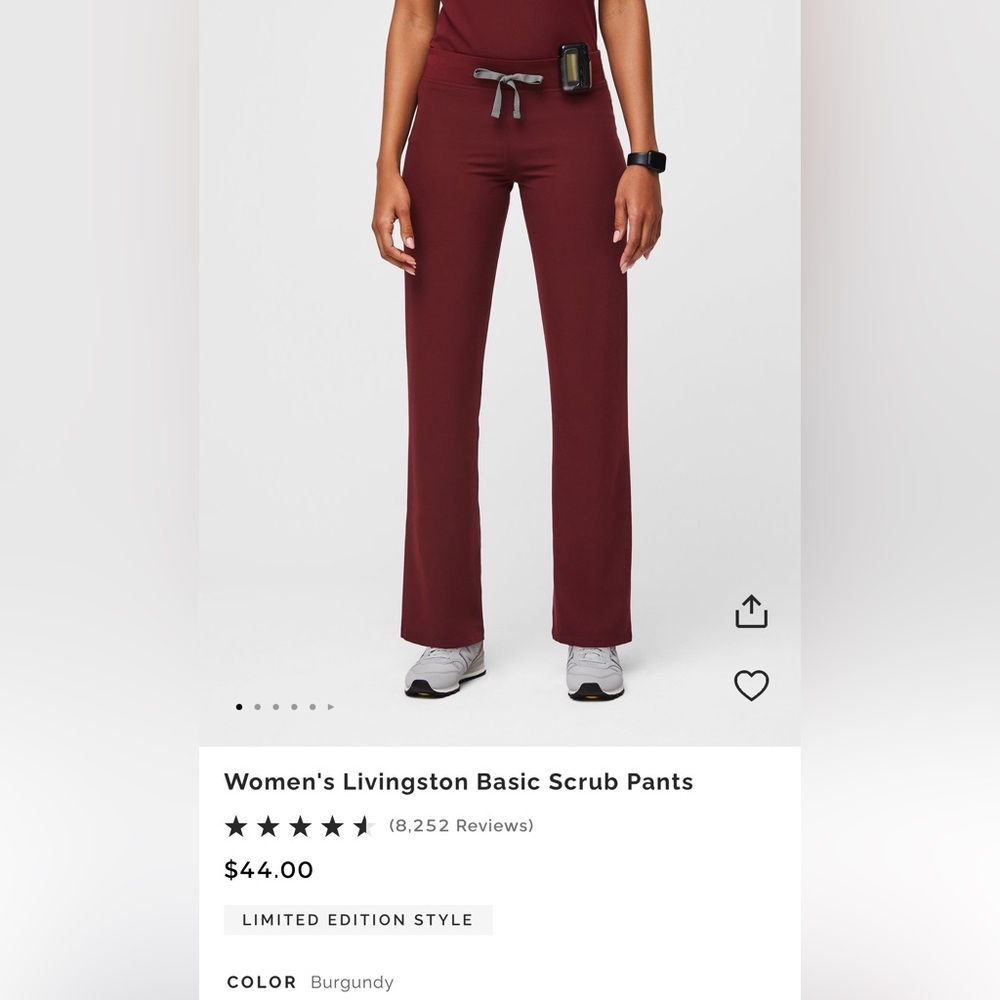Figs Livingston Basic Scrub Pants in Burgundy